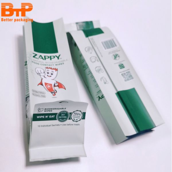 Aluminum Foil Box Pouch Wet Tissue Package Bag Sticker Open Package Re-fresh Hygienic Towelette Pouch
