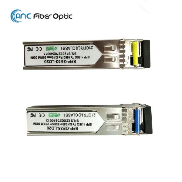 conector ótico do módulo 1310/1490/1550nm 20km 40km 80km LC do transceptor de 1.25G SFP Bidi