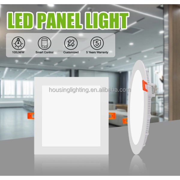 Triac DALI-2 Dimmable LED Panel Downlight with 120 Degrees Beam Angle and 5-Year Warranty for Office Lighting