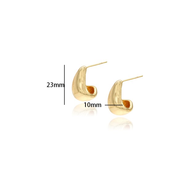 Fashion Minimalist Design With 14K Gold Plated Spoon Shaped Studs and Smooth Surface Customization for Women's Jewelry Earrings