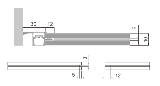 A2705 Recessed Board Light 1000*40*18.5mm DC12V SMD2835 120pcs/m Ra 90 14.4W
