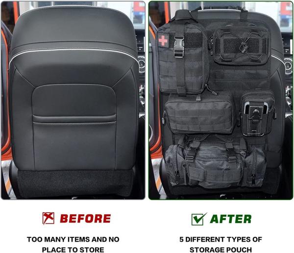 Tactical Front Seat Back Storage Bag/Hanger Bag Organizer With 5 Bags,Universal Fits For All Vehicel