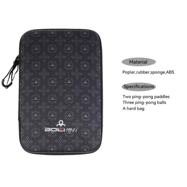 Poplar Wood Bottom Hard Case Waterproof Table Tennis Racket Travel Bag Set with Customized Logo Printing