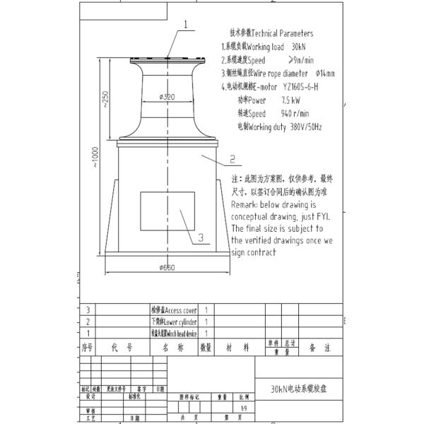 Вертикальный электрический капорный капитан для оборудования палубы баржевого судна