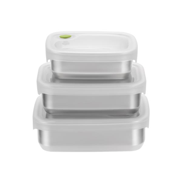 Straight-edge Stainless Steel Food Container With Silicone Lid