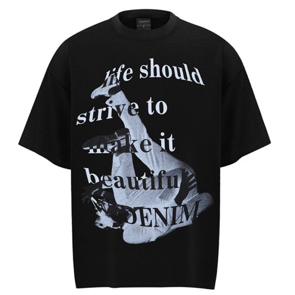 Men's Hip Hop Style Skateboard T-Shirt Fashion Oversized Solid Pattern 100% 230g Heavy Cotton Breathable Eco-friendly Digital