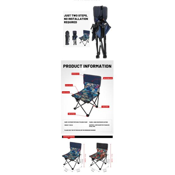 40x40x65cm 600d Oxford Cloth Customized Color Lightweight Folding Outdoor Chair