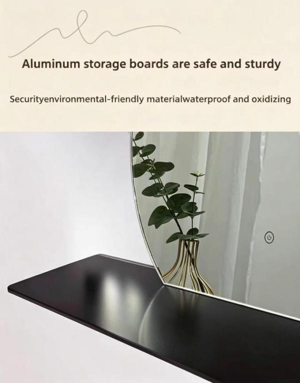 Modern Round LED Bathroom Mirror Storage Shelf Integrated Touch Switch IP44 Rated for Hotels Apartments Compact Toilets Vanities