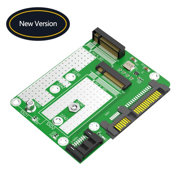 Dual M.2 SSD to Dual SATA3 Adapter with 2230/2242/2260 Compatibility for Computers and Laptops