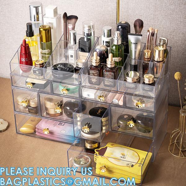 Cosmetic Storage Box Makeup Storage Container Organiser, Skincare Makeup Organizer, Brush Holder, Vanity Shelf