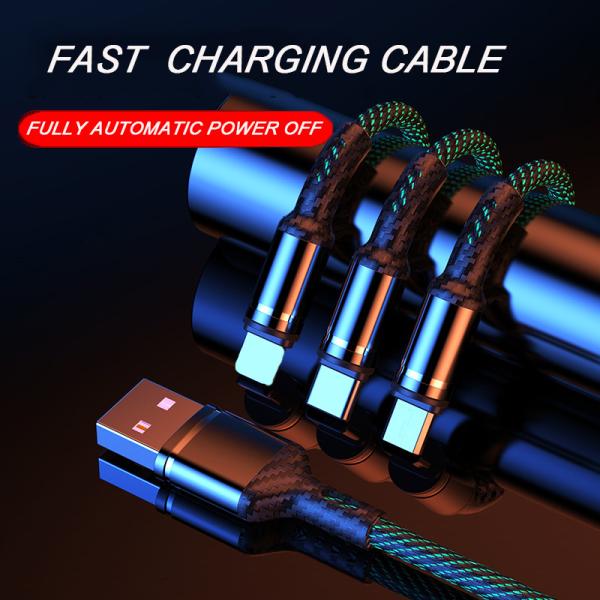 Заплетенный хлопком тип зарядного кабеля зарядные кабели USB 2,0 c 3.5A быстрые