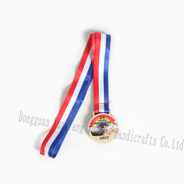 Medallas de madera con cintas para el cuello Adultos Medallas de animadores para niños Medallas ganadoras Medallas de premio Premio para la escuela deportiva