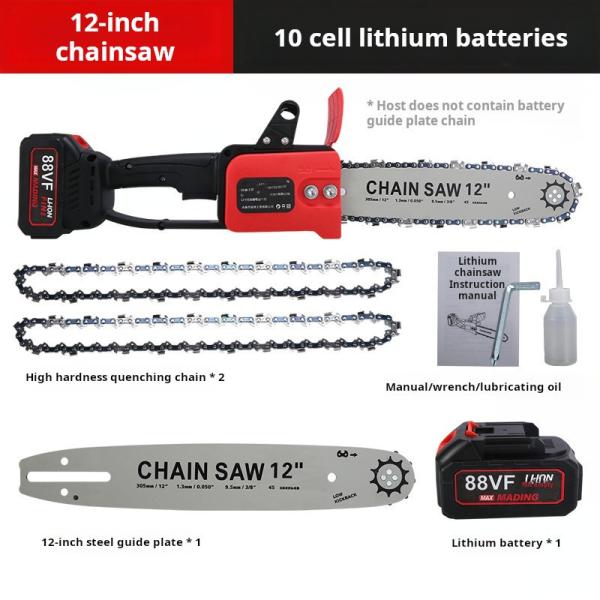 Brushless 12 Inch Electric Chain Saw Rechargeable Power Tool Logging Pruning Saw