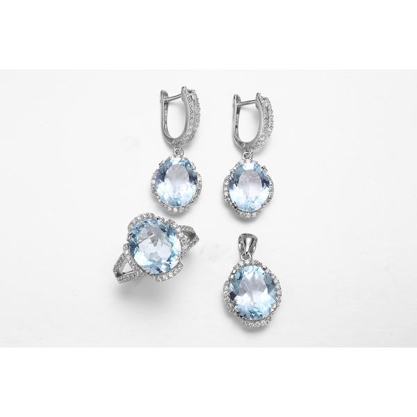 Топаз английского замка голубой качает золото 4.0g серег белое