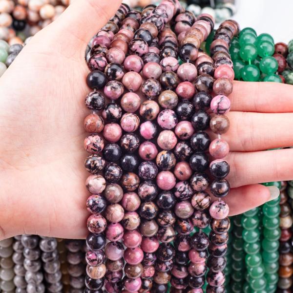 8мм Черный полосатый Родокрозит драгоценный камень Бусы Лечебный кристаллический камень Бусы для ювелирных изделий