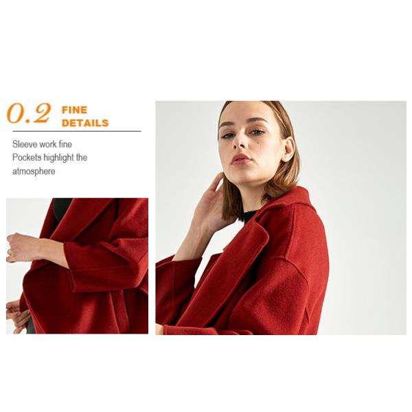Red Color Women'S Long Wool Winter Coats ，Long Woolen Jacket For Ladies