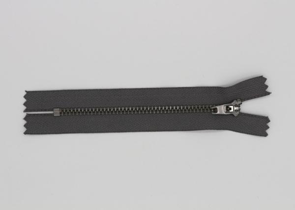 Grey Tape Silver Metal Zipper , Light Nickel Magnetic Gold Metal Zipper For Jeans Placket