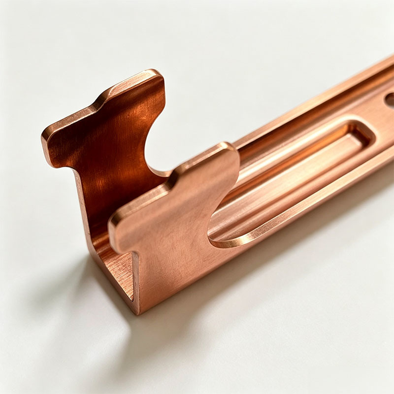 Custom CNC Machined T2 Pure Copper Slotted Mounting Bracket with Precision Adjustable Long Slot