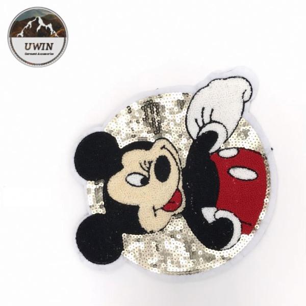 Cartoon Mouse Disney Embroidered Patches , Popular Disney Sew On Patches Custom Color