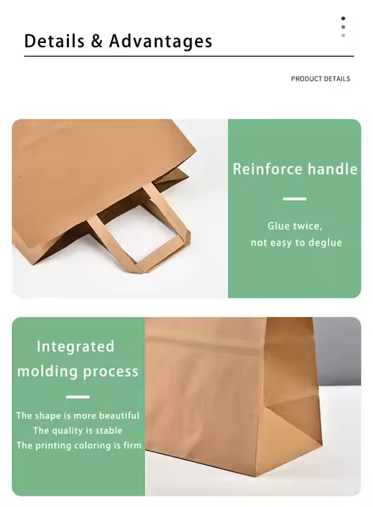 Flat Kraft Handle White Brown Kraft Paper Gift Clothes Packaging Bag Custom