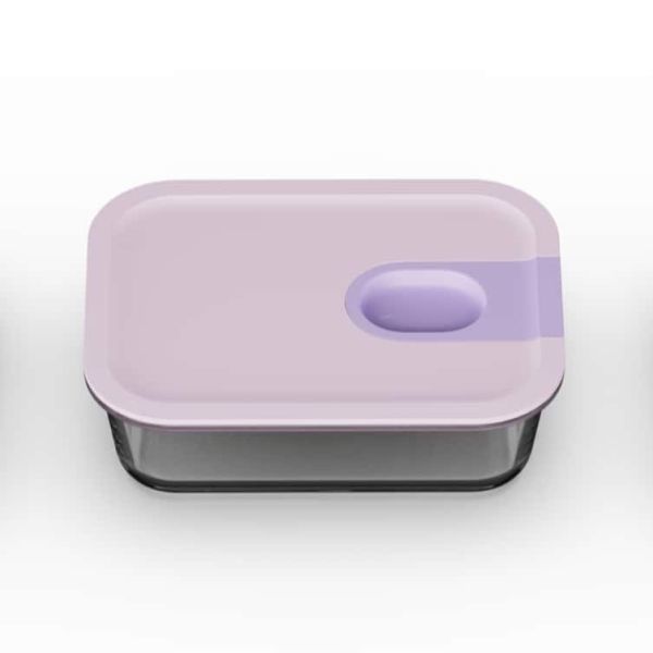 IKOO One-Handed Opening Borosilicate Glass Food Storage Container Microwave and Oven Safe