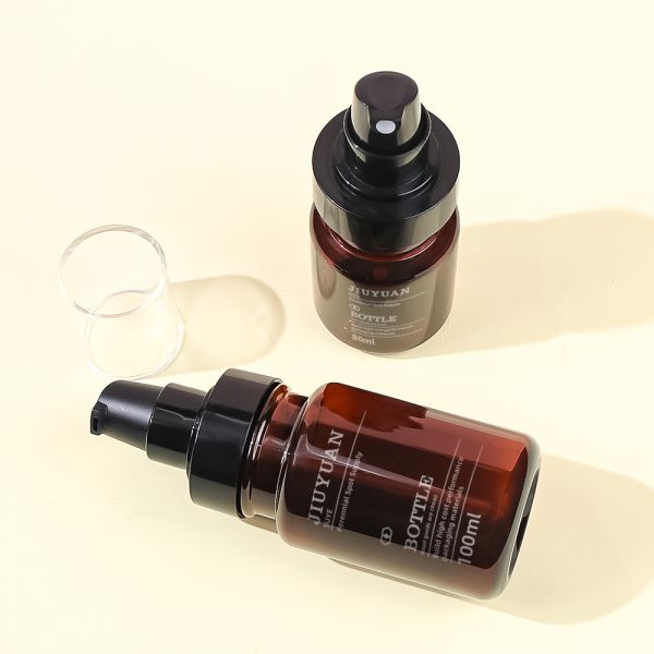 PET Amber Pharmaceutical Bottle Set for Dermocosmetic Packaging | UV Protection & Leak-Proof