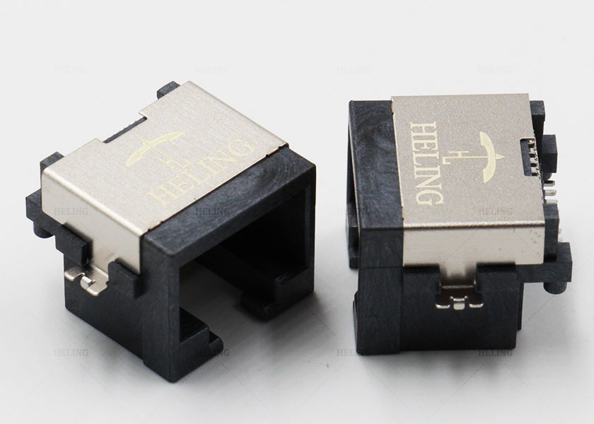 SMT свисает тип гнездового разъема локальных сетей PCB RJ45 Джек