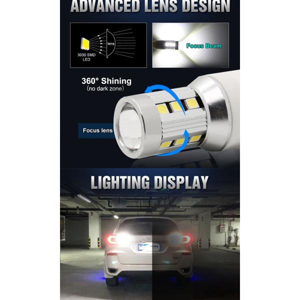 Luces de señalización de giro de automóviles LED blancas universales1156 1157 3030 15SMD bombilla LED blanca amarilla interior de la placa de licencia de Canbus LED