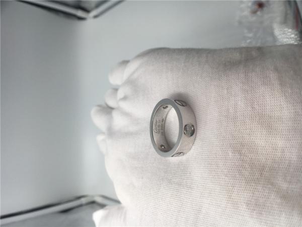 Nenhum anel do amor de pedra preciosa, ouro branco Ring With de B4032500 18K 3 diamantes