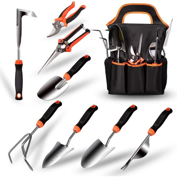 Silicone Two Color Handle Hand Garden Tool Set Luxury With Pouch