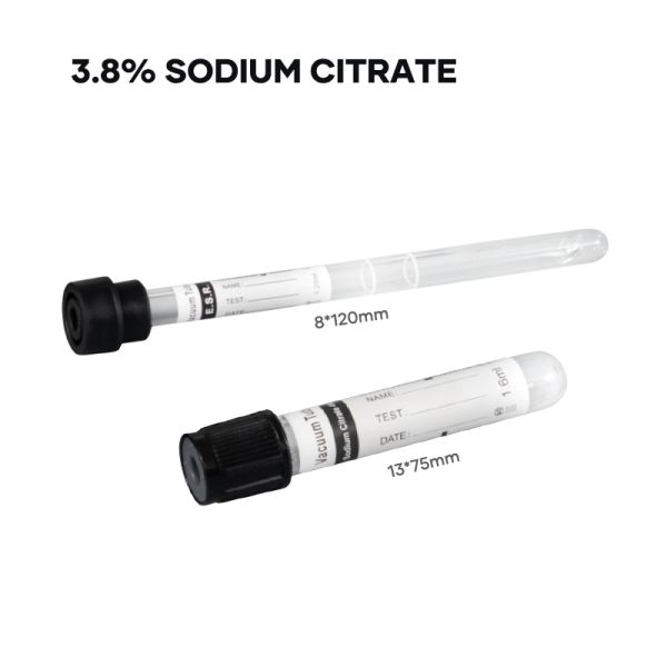 Black Top 3.8 Percent Sodium Citrate Anticoagulant Blood Tube for ESR 1.28ml 1.6ml 3.2ml