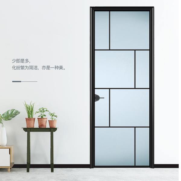 Custom Narrow Frame Toilet Door With Frosted Glass Removable Aluminum Door