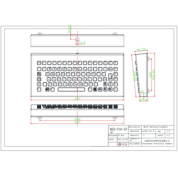 Industrial Desktop Waterproof Vandalproof Stainless Steel Metal Keyboard with 12 Function Keys