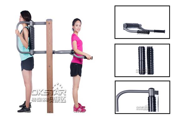 china outdoor park gym equipment  wood outdoor back stretching device