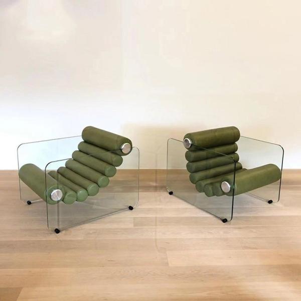 Simples Transparente Acrílico Recreio Single Chair em forma de fibra de vidro Recliner
