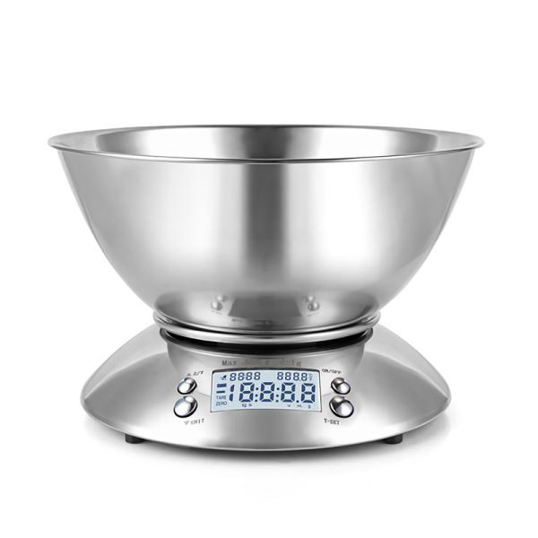 Escala digital de alimentos de toda la temporada Escala de cocina de acero inoxidable con tazón y capacidad de medición precisa del peso