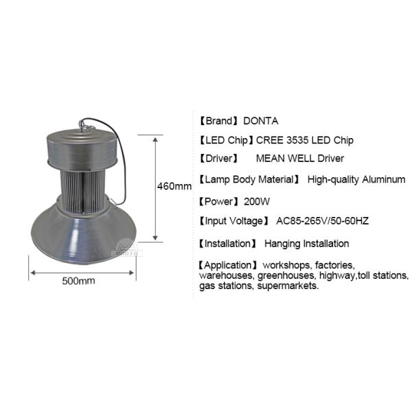 200w Industrial High Bay LED Lighting Commercial Led High Bay Luminaire