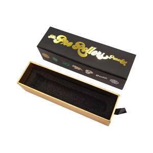 Gold Foil Drawer Box Custom Luxury Match Style Rigid Sliding Paper Box With Foam Insert