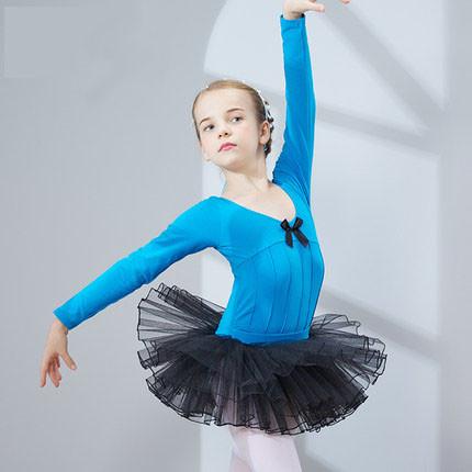 Children's cotton long sleeves gymnastics dance leotard clothing with children's ballet skirt