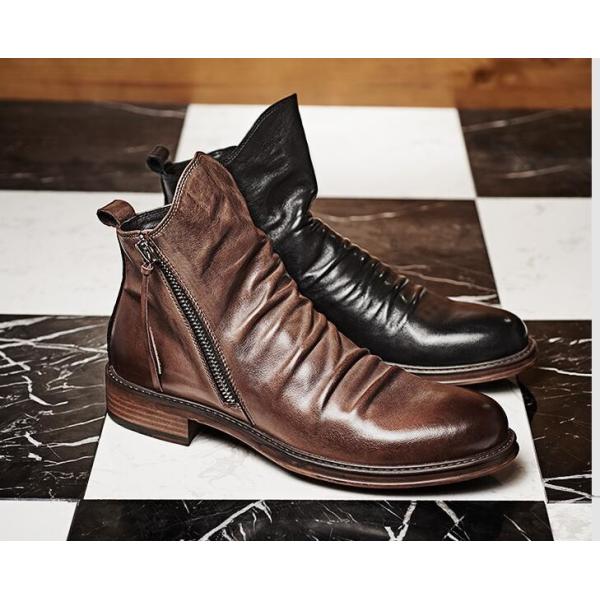 Серебряный цвет Мужчины Слип на кожаные кроссовки Круглый палец Удобные стильные ходовые ботинки