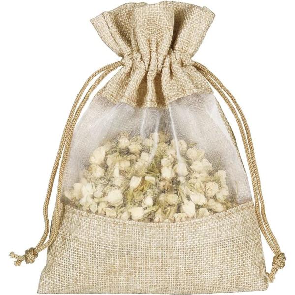 Lightweight Durable Burlap Sheer Bags  Drawstring Gift Bag Jewelry Pouches for Candy Wedding Party Favor