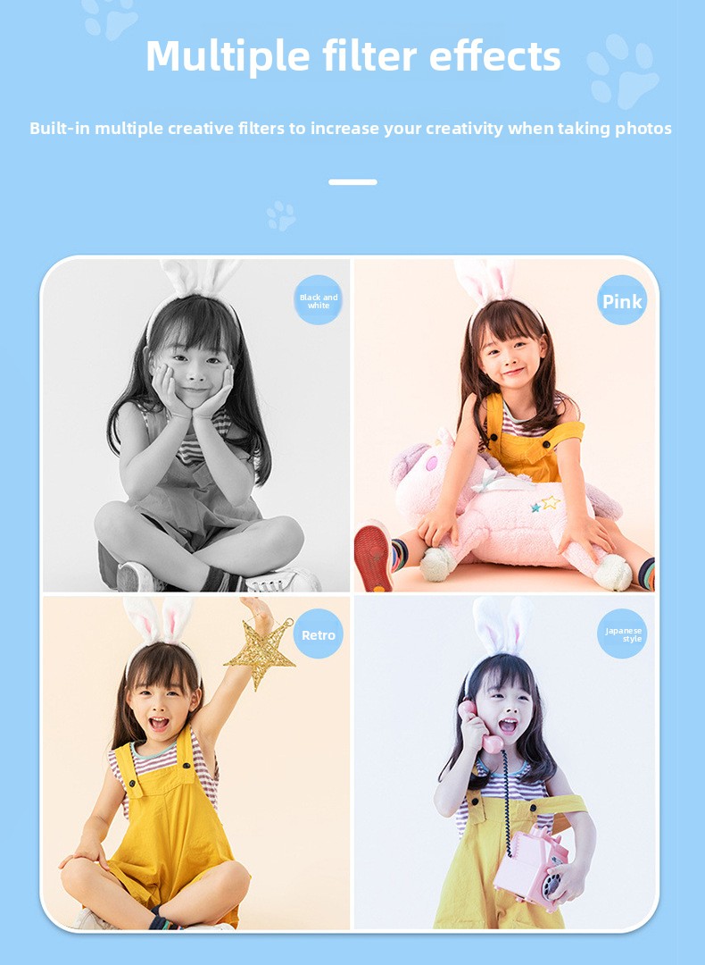 New Cartoon Children's Camera Capable Recording Full HD Video Dual-camera SLR Digital Camera Toy MicroSD Plastic Body 8x Filter
