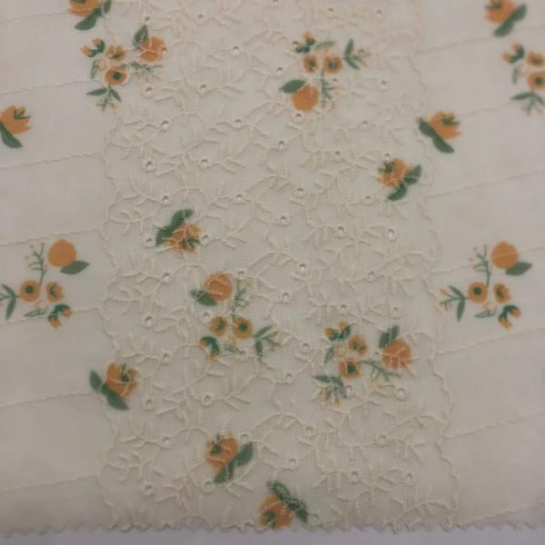 Printed Cotton Embroidery Fabric Textile Various Yarn Count Eco Friendly M04-LK011
