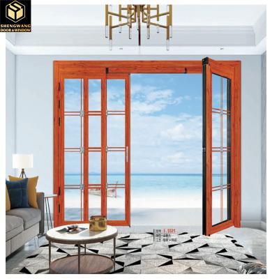 Porte en verre double en aluminium à l'intérieur Porte coulissante en verre bureau balançant demi-aluminium Porte en verre pliable
