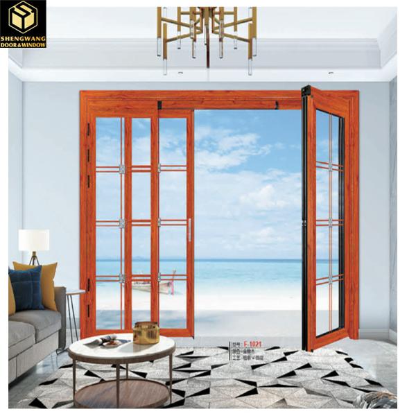 Porte en verre double en aluminium à l'intérieur Porte coulissante en verre bureau balançant demi-aluminium Porte en verre pliable