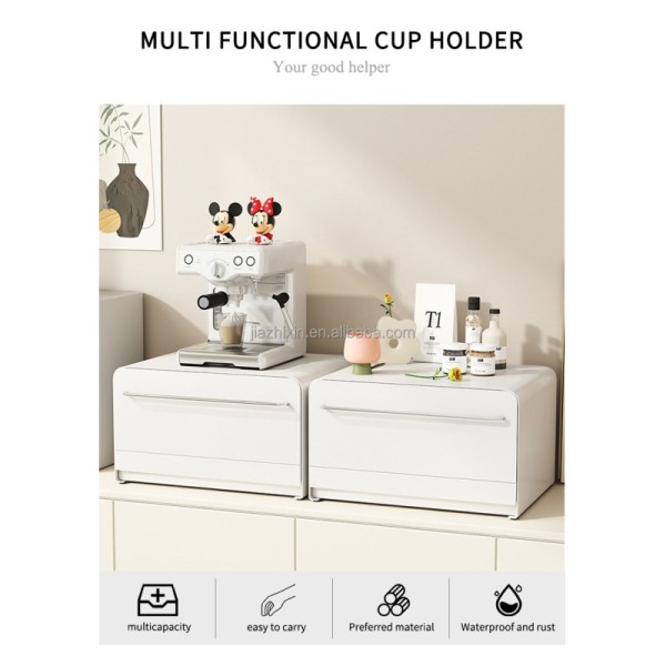 3 Tier Metal Household Coffee Cup Holder Stackable Tea Mug Pods Capsule Organizer Shelf With Handle Kitchen Spice Storage Rack