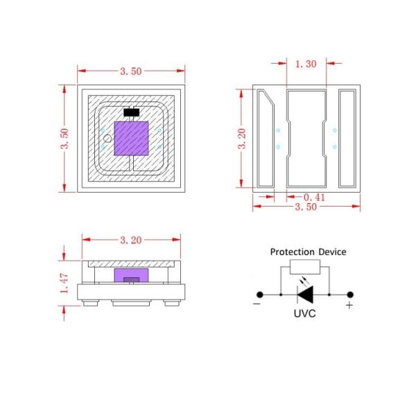 Продаю хорошо 250nm 260nm 280nm 3535 УФК светодиодный чип 3w УФК СМД чип для очистки воздуха