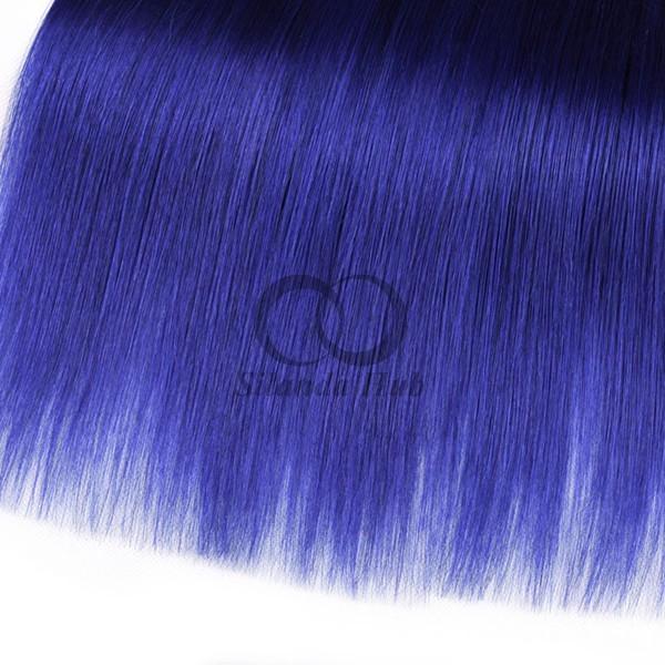 Blue Straight Remy Human Hair Bundles Sew In Weave Bundles Brazilian Bundle Deals