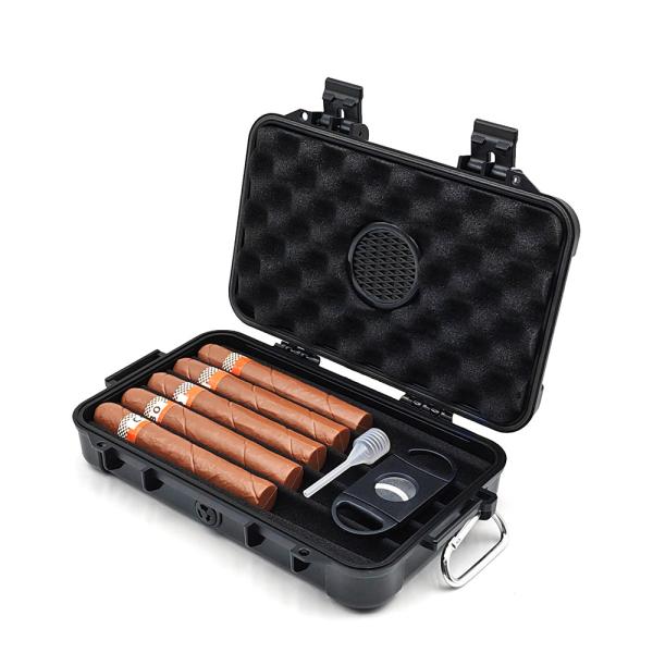 Black / Custom Plastic Cigar Case with Rectangular Shape No Insulation