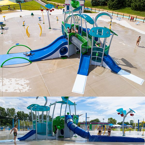 Colorful Water Slide Splash Pad Accessories Commercial Water Park Aqua Splash Pad Equipment
